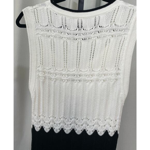 Luxely Mesa Sweater Dress Ivory Black Sz Medium NWT Contemporary Crochet Pattern - Picture 9 of 12